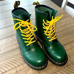 Green-Smooth Leather Doc Martens